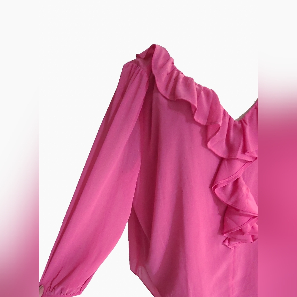 J.Crew Pink Ruffled Women's Top - Picture 2 of 5